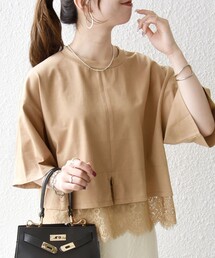 SHIPS any:〈洗濯機可能〉ジップ レース ヘム ハーフスリーブ TEE