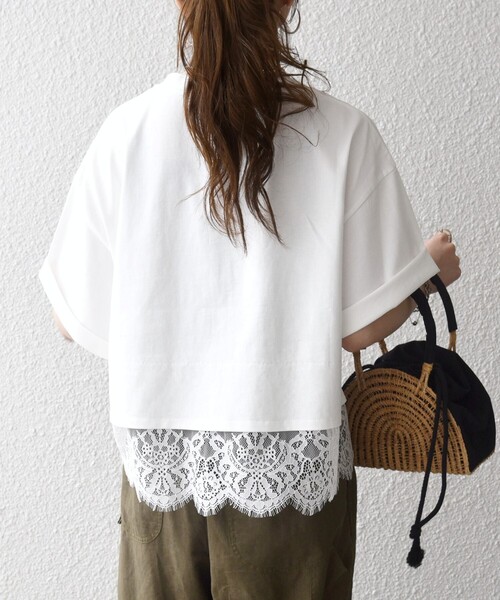 SHIPS any(シップス エニィ)の「SHIPS any:〈洗濯機可能〉ジップ レース ヘム ハーフスリーブ TEE(Tシャツ/カットソー・レディース・ホワイト/ブラック/ベージュ/ホワイト系その他/ベージュ系その他/ブラック系その他/チャコールグレー・ONE SIZE)」の13枚目の写真