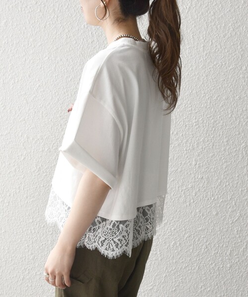 SHIPS any(シップス エニィ)の「SHIPS any:〈洗濯機可能〉ジップ レース ヘム ハーフスリーブ TEE(Tシャツ/カットソー・レディース・ホワイト/ブラック/ベージュ/ホワイト系その他/ベージュ系その他/ブラック系その他/チャコールグレー・ONE SIZE)」の14枚目の写真
