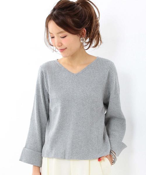 Another Edition（アナザーエディション）の「リブVネックプルオーバー/AEBC　RIB V/N PO◆（ニット/セーター・レディース・ライトグレー/ライトピンク/オリーブ/ライトブルー・FREE）」の2枚目の写真