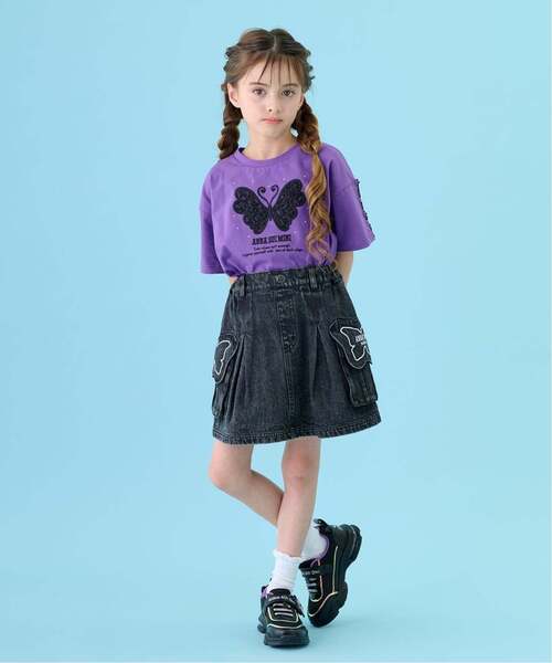 ANNA SUI mini(アナスイ・ミニ)の「【親子リンク】レース蝶ビッグT(Tシャツ/カットソー・レディース・パープル/ライトカーキ・L(130-140cm)/L 155-165cm/L(145-155cm))」の5枚目の写真