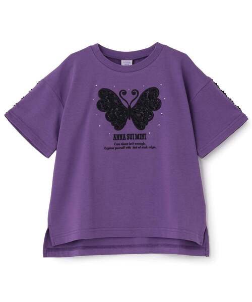 ANNA SUI mini(アナスイ・ミニ)の「【親子リンク】レース蝶ビッグT(Tシャツ/カットソー・レディース・パープル/ライトカーキ・L(130-140cm)/L 155-165cm/L(145-155cm))」の8枚目の写真