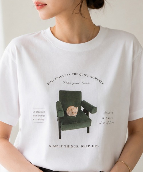 boemy(ボエミー)の「オーバーサイズ neco Tシャツ(Tシャツ/カットソー・レディース・ホワイト・M)」の5枚目の写真