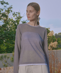 Linen Blend Contrast Layered Embroidery Knit (gray)