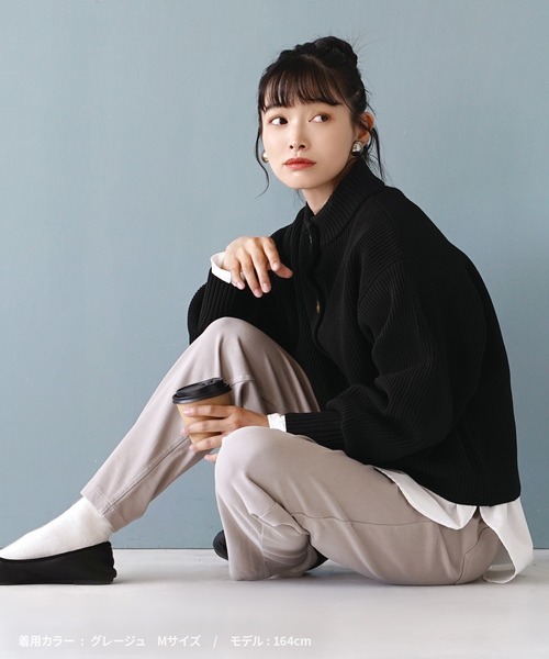 zootie（ズーティー）の「人をダメにするきちんとパンツ［テーパード］（その他パンツ・レディース・ブラック/グレイッシュベージュ/ブルー系その他/インディゴブルー・LL/M/L）」の5枚目の写真