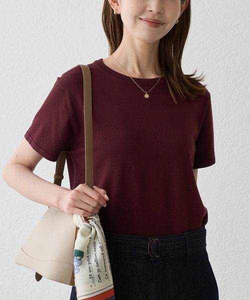 ROPE' PICNIC(ロペピクニック)の「ラメ混コンパクトニットTEE(ニット/セーター・レディース・ブラック/ホワイト/ワイン/ラベンダー・FREE)」の4枚目の写真