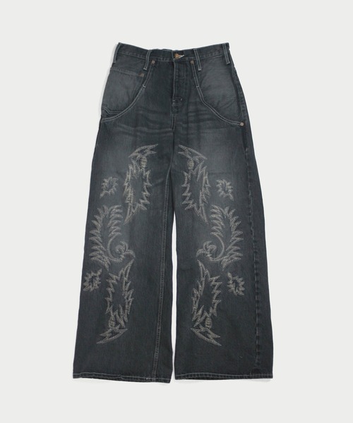 amok(アモク)の「EMBROIDERY DENIM PANTS(デニムパンツ・メンズ・ブラック/インディゴブルー・M/L/S)」の14枚目の写真
