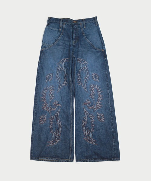 amok(アモク)の「EMBROIDERY DENIM PANTS(デニムパンツ・メンズ・ブラック/インディゴブルー・M/L/S)」の8枚目の写真