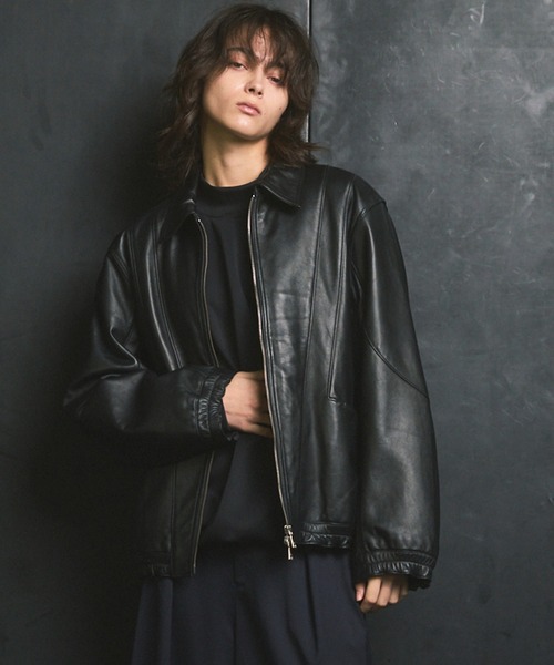 UNISEX》Sheep Leather Prime-Over Single Collard Blouson/シープ
