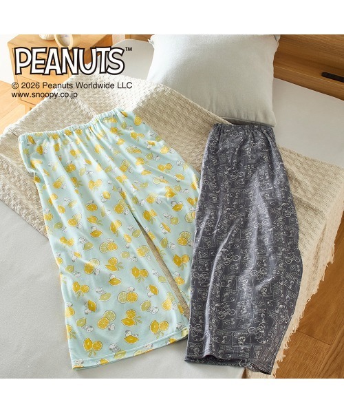 PEANUTS(ピーナッツ)の「綿混素材のユニセックスルームパンツ 「スヌーピー」(その他パンツ・レディース・チャコール/ミント・S/M/L/LL)」の3枚目の写真