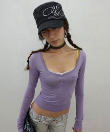 Lace Trim Henley Top