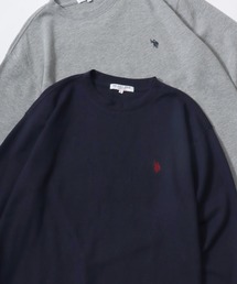 U.S. POLO ASSN./ユーエスポロアッスン ワッフル/サーマル 無地 ロゴ ワンポイント刺繍 クルーネック ロングスリーブTシャツ/ロンT/長袖Tシャツ/レディース メンズ