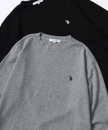 U.S. POLO ASSN./ユーエスポロアッスン ワッフル/サーマル 無地 ロゴ ワンポイント刺繍 クルーネック ロングスリーブTシャツ/ロンT/長袖Tシャツ/レディース メンズ