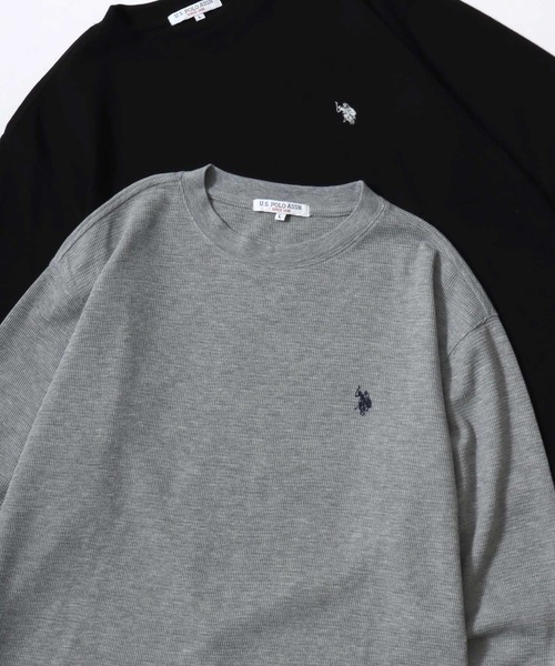 U.S. POLO ASSN.(ユーエスポロアッスン)の「U.S. POLO ASSN./ユーエスポロアッスン ワッフル/サーマル 無地 ロゴ ワンポイント刺繍 クルーネック ロングスリーブTシャツ/ロンT/長袖Tシャツ/レディース メンズ(Tシャツ/カットソー・メンズ・ブラック/ネイビー/ホワイト/グレー・M/L/LL)」の4枚目の写真