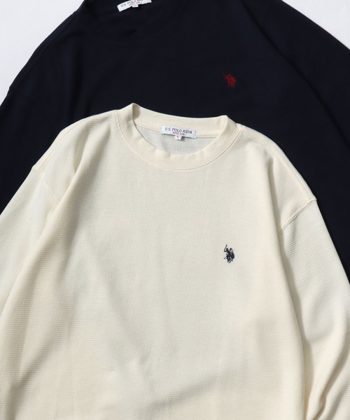 U.S. POLO ASSN.(ユーエスポロアッスン)の「U.S. POLO ASSN./ユーエスポロアッスン ワッフル/サーマル 無地 ロゴ ワンポイント刺繍 クルーネック ロングスリーブTシャツ/ロンT/長袖Tシャツ/レディース メンズ(Tシャツ/カットソー・メンズ・ブラック/ネイビー/ホワイト/グレー・M/L/LL)」の2枚目の写真