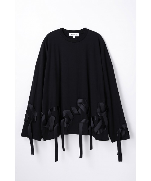 ENFOLD(エンフォルド)の「RIBBON LONG-SLEEVE T-SHIRT(Tシャツ/カットソー・レディース・ホワイト/ブラック・38)」の2枚目の写真