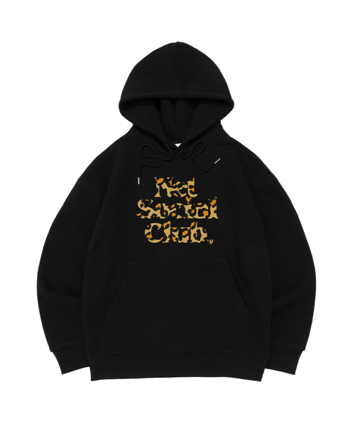 LEOPARD LOGO BRUSHED HOOD TEE (черный) — худи-футболка с логотипом и леопардовым принтом