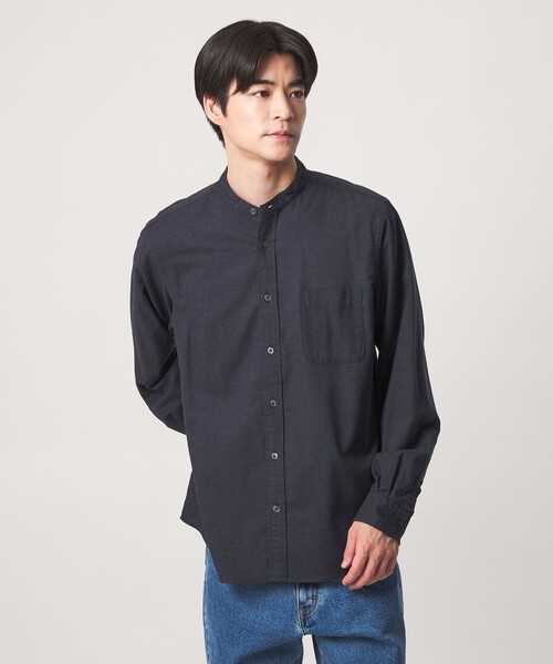 green label relaxing(グリーンレーベルリラクシング)の「ナチュラル フィット ビエラバンドカラー 長袖 シャツ(シャツ/ブラウス・メンズ・モカ/グレー系/オリーブ/ネイビー・M/XL/S/L/XS)」の4枚目の写真