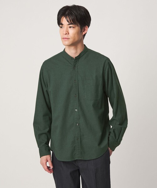 green label relaxing(グリーンレーベルリラクシング)の「ナチュラル フィット ビエラバンドカラー 長袖 シャツ(シャツ/ブラウス・メンズ・モカ/グレー系/オリーブ/ネイビー・M/XL/S/L/XS)」の3枚目の写真