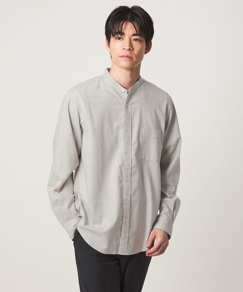 green label relaxing(グリーンレーベルリラクシング)の「ナチュラル フィット ビエラバンドカラー 長袖 シャツ(シャツ/ブラウス・メンズ・モカ/グレー系/オリーブ/ネイビー・M/XL/S/L/XS)」の6枚目の写真