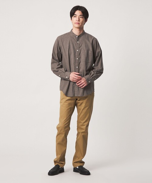 green label relaxing(グリーンレーベルリラクシング)の「ナチュラル フィット ビエラバンドカラー 長袖 シャツ(シャツ/ブラウス・メンズ・モカ/グレー系/オリーブ/ネイビー・M/XL/S/L/XS)」の8枚目の写真