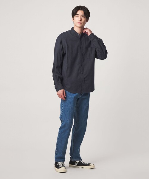 green label relaxing(グリーンレーベルリラクシング)の「ナチュラル フィット ビエラバンドカラー 長袖 シャツ(シャツ/ブラウス・メンズ・モカ/グレー系/オリーブ/ネイビー・M/XL/S/L/XS)」の10枚目の写真