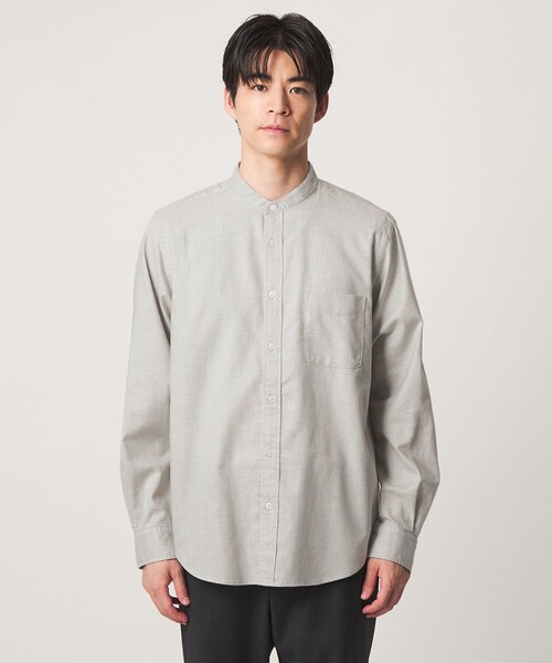 green label relaxing(グリーンレーベルリラクシング)の「ナチュラル フィット ビエラバンドカラー 長袖 シャツ(シャツ/ブラウス・メンズ・モカ/グレー系/オリーブ/ネイビー・M/XL/S/L/XS)」の11枚目の写真