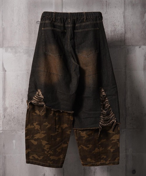 1111clothing(ワンフォークロージング)の「リメイク ダメージデニム / Remake Damage Denim Pants(デニムパンツ・メンズ・ブラック/ネイビー・M/L)」の5枚目の写真