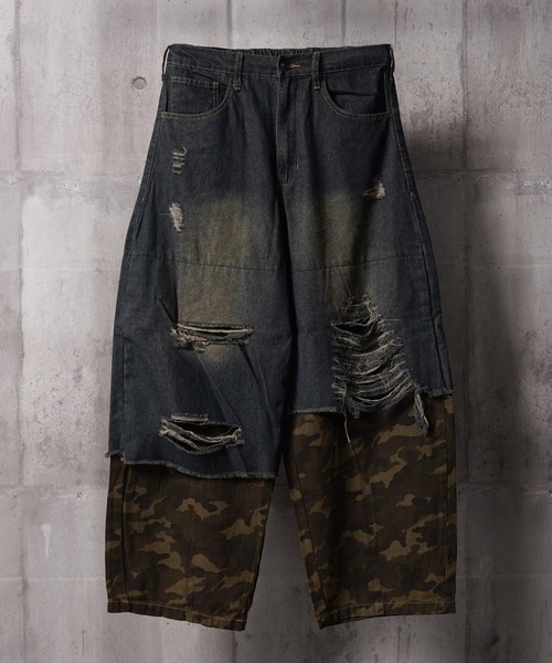 1111clothing(ワンフォークロージング)の「リメイク ダメージデニム / Remake Damage Denim Pants(デニムパンツ・メンズ・ブラック/ネイビー・M/L)」の14枚目の写真
