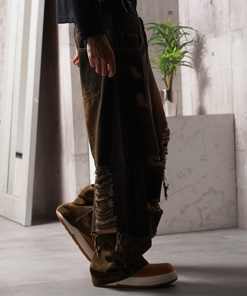 1111clothing(ワンフォークロージング)の「リメイク ダメージデニム / Remake Damage Denim Pants(デニムパンツ・メンズ・ブラック/ネイビー・M/L)」の9枚目の写真
