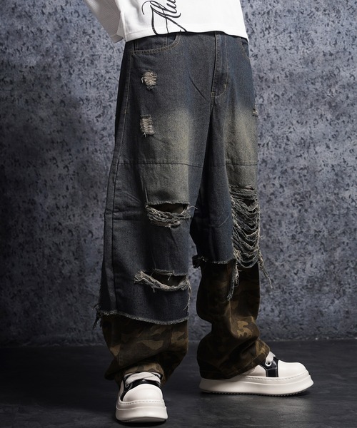 1111clothing(ワンフォークロージング)の「リメイク ダメージデニム / Remake Damage Denim Pants(デニムパンツ・メンズ・ブラック/ネイビー・M/L)」の16枚目の写真