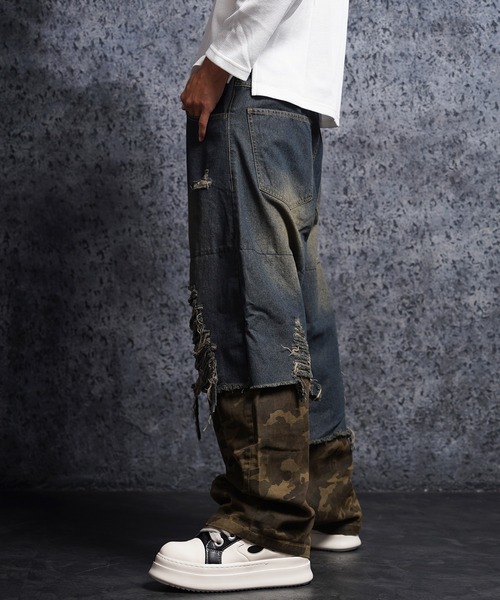 1111clothing(ワンフォークロージング)の「リメイク ダメージデニム / Remake Damage Denim Pants(デニムパンツ・メンズ・ブラック/ネイビー・M/L)」の20枚目の写真