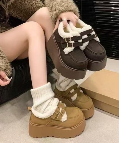 Teem Store(チームストア)の「ダブルベルト 裏ボア厚底ムートンスリッポン(ブーツ・レディース・ブラウン/ダークブラウン・L/M/S)」の21枚目の写真