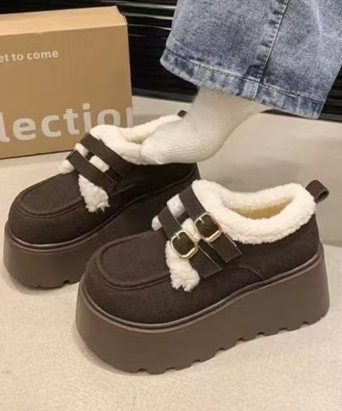 Teem Store(チームストア)の「ダブルベルト 裏ボア厚底ムートンスリッポン(ブーツ・レディース・ブラウン/ダークブラウン・L/M/S)」の19枚目の写真