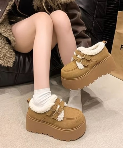Teem Store(チームストア)の「ダブルベルト 裏ボア厚底ムートンスリッポン(ブーツ・レディース・ブラウン/ダークブラウン・L/M/S)」の22枚目の写真