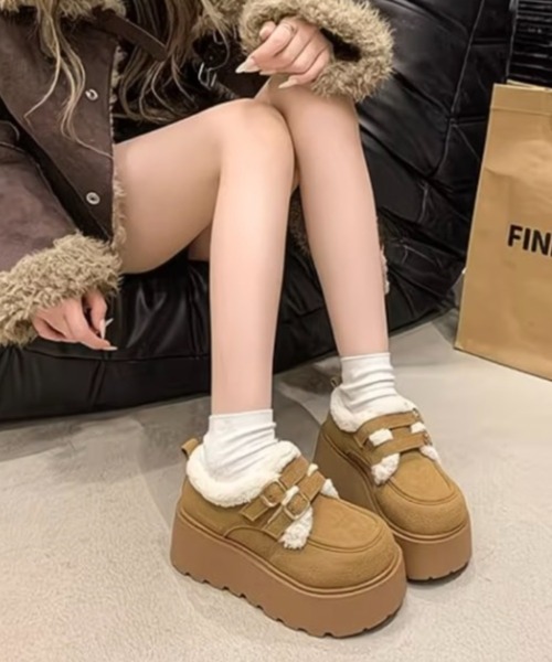 Teem Store(チームストア)の「ダブルベルト 裏ボア厚底ムートンスリッポン(ブーツ・レディース・ブラウン/ダークブラウン・L/M/S)」の16枚目の写真