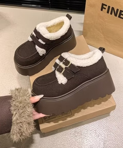 Teem Store(チームストア)の「ダブルベルト 裏ボア厚底ムートンスリッポン(ブーツ・レディース・ブラウン/ダークブラウン・L/M/S)」の20枚目の写真