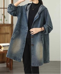 ビックシルエットフード付きデニムジャケット