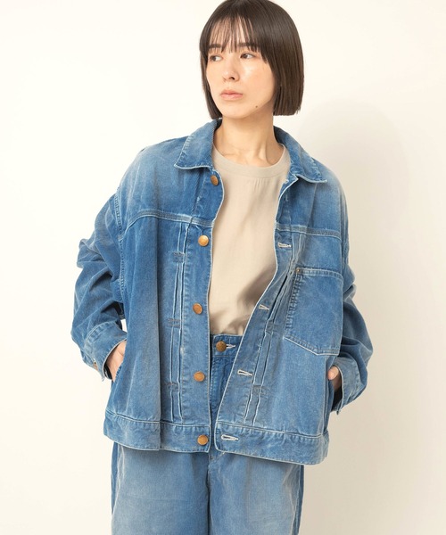 RNA-N(アールエヌエーエヌ)の「J2191 ユーズドライクコーデュロイジャケット(ノーカラージャケット・レディース・ライトインディゴブルー/スミクロ・FREE)」の7枚目の写真