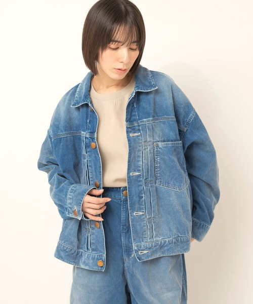 RNA-N(アールエヌエーエヌ)の「J2191 ユーズドライクコーデュロイジャケット(ノーカラージャケット・レディース・ライトインディゴブルー/スミクロ・FREE)」の8枚目の写真