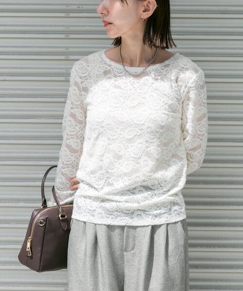 ITEMS URBANRESEARCH(アイテムズ アーバンリサーチ)の「起毛レースプルオーバー(Tシャツ/カットソー・レディース・ブラック/オフホワイト・FREE)」の1枚目の写真