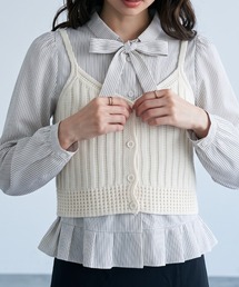一枚で旬のレイヤードが完成♪リボンデザインのニットビスチェセット