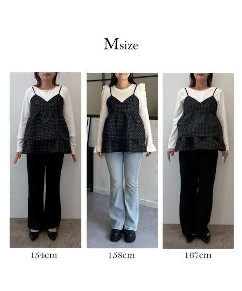 prose verse（プロズヴェール）の「ダブルフリルVネックドットビスチェ（キャミソール・レディース・ブラック・LARGE/MEDIUM/SMALL）」の3枚目の写真