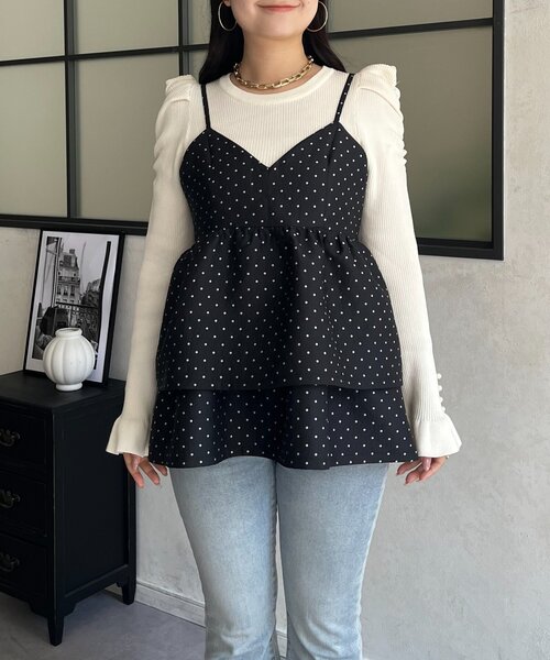 prose verse（プロズヴェール）の「ダブルフリルVネックドットビスチェ（キャミソール・レディース・ブラック・LARGE/MEDIUM/SMALL）」の16枚目の写真