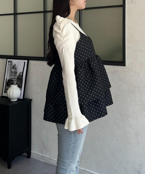 prose verse（プロズヴェール）の「ダブルフリルVネックドットビスチェ（キャミソール・レディース・ブラック・LARGE/MEDIUM/SMALL）」の17枚目の写真