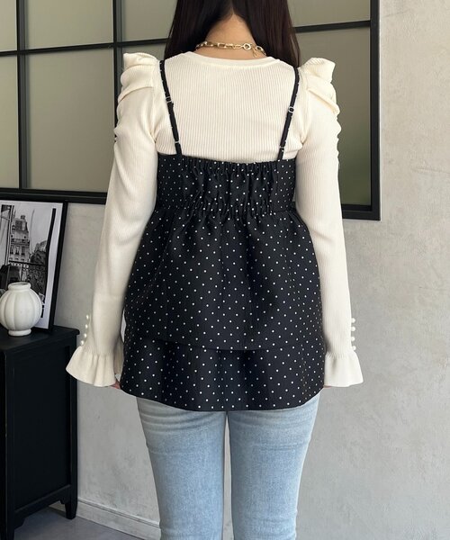 prose verse（プロズヴェール）の「ダブルフリルVネックドットビスチェ（キャミソール・レディース・ブラック・LARGE/MEDIUM/SMALL）」の18枚目の写真