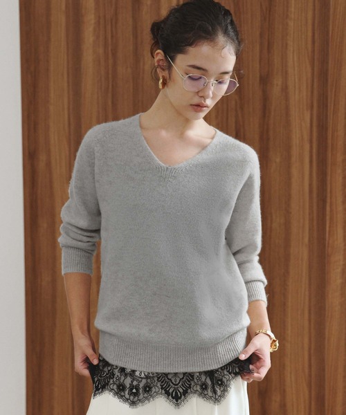 ELFRANK(エルフランク)の「【2026AW】【上質ウール100%】Vネックニットプルオーバー(ニット/セーター・レディース・オフホワイト/レッド/ベージュ/グレー/チャコールグレー/ピンク/イエロー/グリーン・FREE)」の21枚目の写真