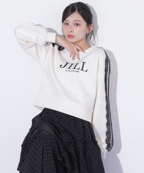 JILL by JILL STUART(ジルバイジルスチュアート)の「ラインレースロゴスウエット(スウェット・レディース・ネイビー/ホワイト/グレー/ブルー・FREE)」の2枚目の写真