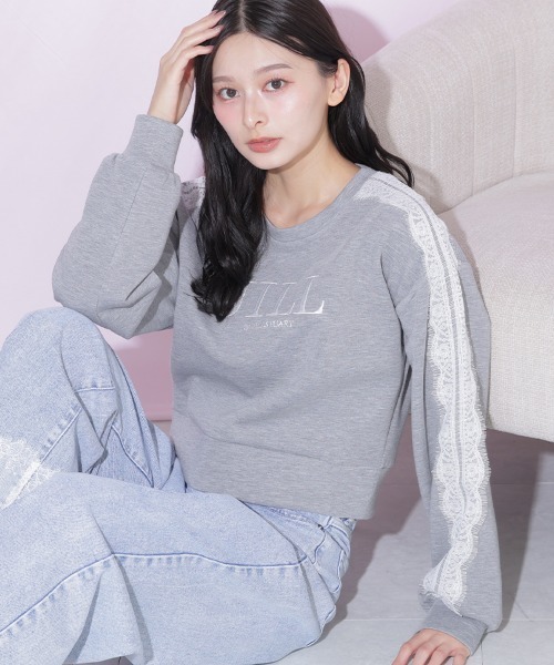 JILL by JILL STUART(ジルバイジルスチュアート)の「ラインレースロゴスウエット(スウェット・レディース・ネイビー/ホワイト/グレー/ブルー・FREE)」の7枚目の写真