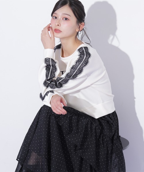JILL by JILL STUART(ジルバイジルスチュアート)の「ラインレースロゴスウエット(スウェット・レディース・ネイビー/ホワイト/グレー/ブルー・FREE)」の15枚目の写真